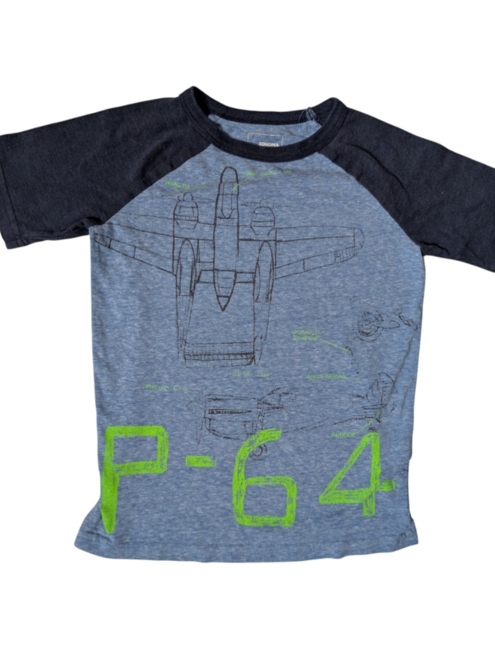 Sonoma Raglan Tee with Neon Green P-64 Graphic Size 5
